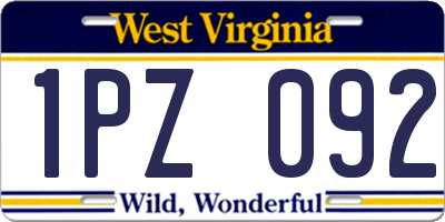 WV license plate 1PZ092