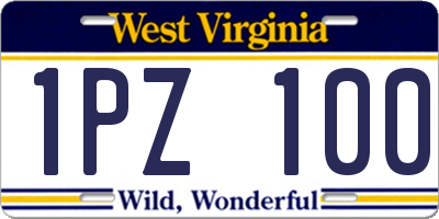 WV license plate 1PZ100