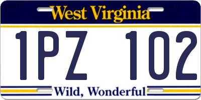 WV license plate 1PZ102