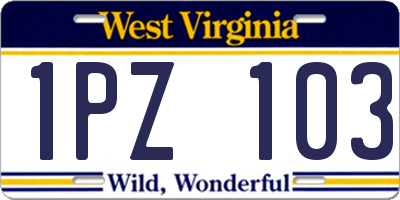 WV license plate 1PZ103