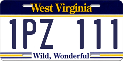 WV license plate 1PZ111