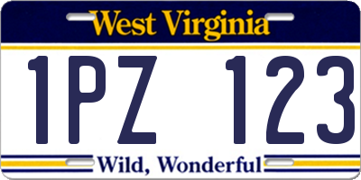 WV license plate 1PZ123