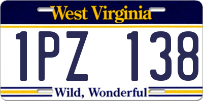WV license plate 1PZ138