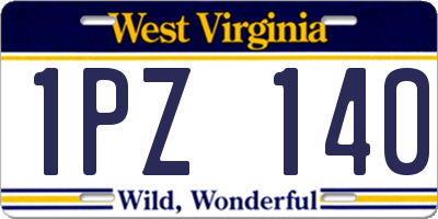 WV license plate 1PZ140