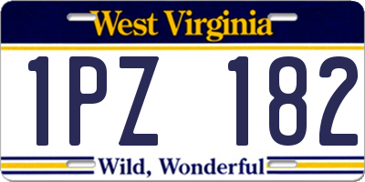 WV license plate 1PZ182