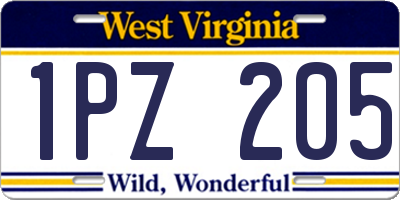 WV license plate 1PZ205
