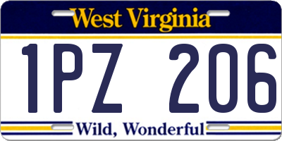 WV license plate 1PZ206