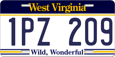 WV license plate 1PZ209