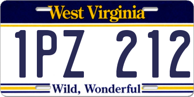 WV license plate 1PZ212