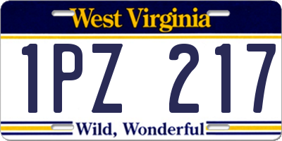 WV license plate 1PZ217