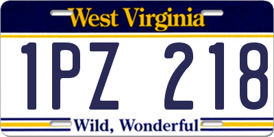 WV license plate 1PZ218