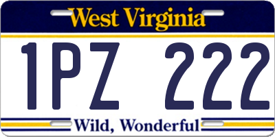 WV license plate 1PZ222