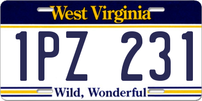 WV license plate 1PZ231