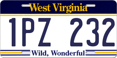 WV license plate 1PZ232