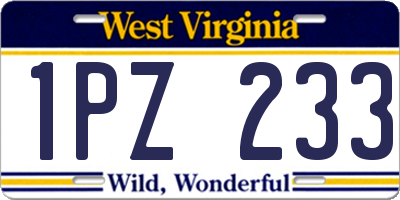 WV license plate 1PZ233