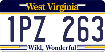 WV license plate 1PZ263