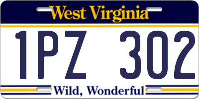 WV license plate 1PZ302