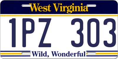 WV license plate 1PZ303