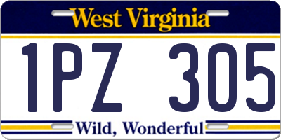 WV license plate 1PZ305