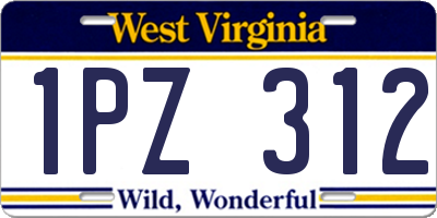 WV license plate 1PZ312