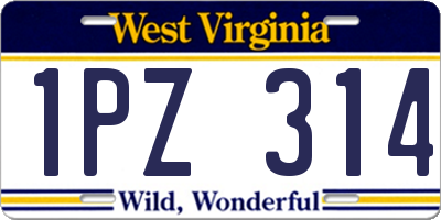 WV license plate 1PZ314