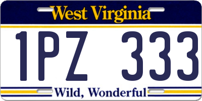 WV license plate 1PZ333
