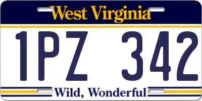 WV license plate 1PZ342