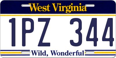 WV license plate 1PZ344