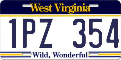 WV license plate 1PZ354