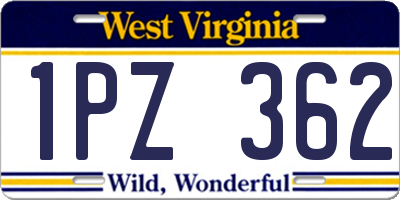 WV license plate 1PZ362