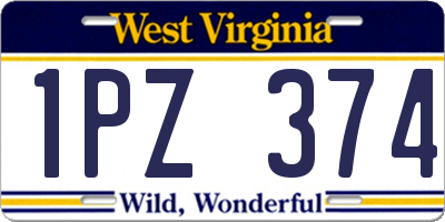 WV license plate 1PZ374