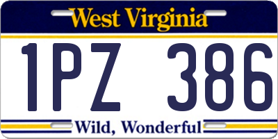 WV license plate 1PZ386