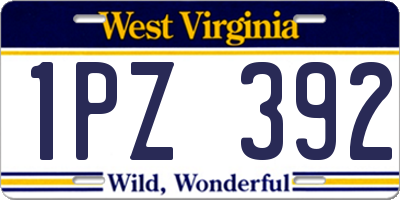 WV license plate 1PZ392