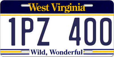 WV license plate 1PZ400