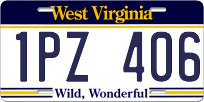 WV license plate 1PZ406