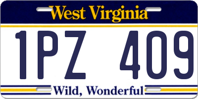 WV license plate 1PZ409