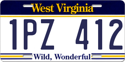 WV license plate 1PZ412