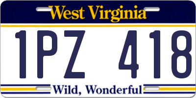 WV license plate 1PZ418