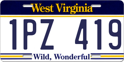 WV license plate 1PZ419