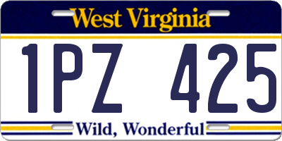 WV license plate 1PZ425