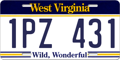 WV license plate 1PZ431