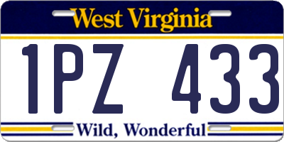 WV license plate 1PZ433