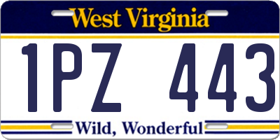 WV license plate 1PZ443