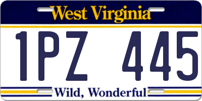 WV license plate 1PZ445