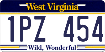 WV license plate 1PZ454