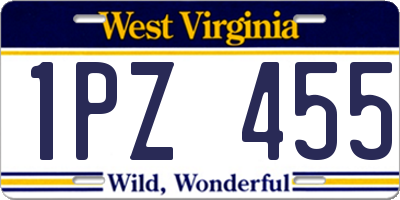 WV license plate 1PZ455