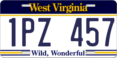 WV license plate 1PZ457