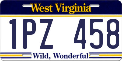 WV license plate 1PZ458