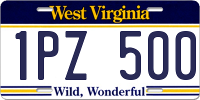 WV license plate 1PZ500