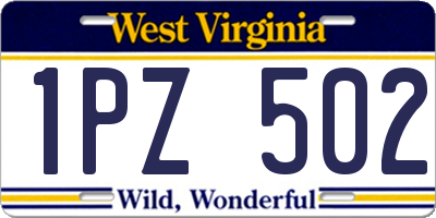 WV license plate 1PZ502